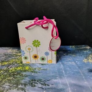 Floral Wooden Gift Purse with Pink Handles